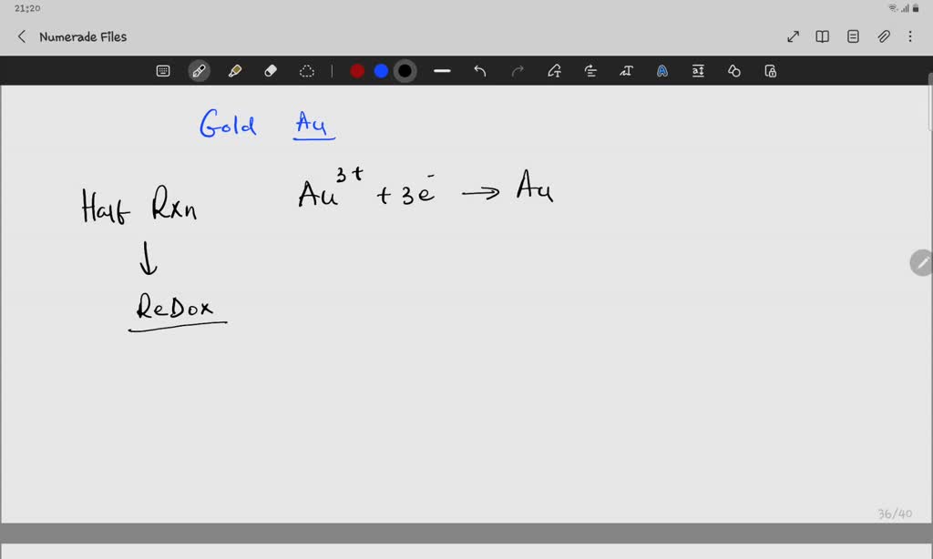 SOLVED: What reaction is depicted by the given equation: Au3+ + 3e− Au ...