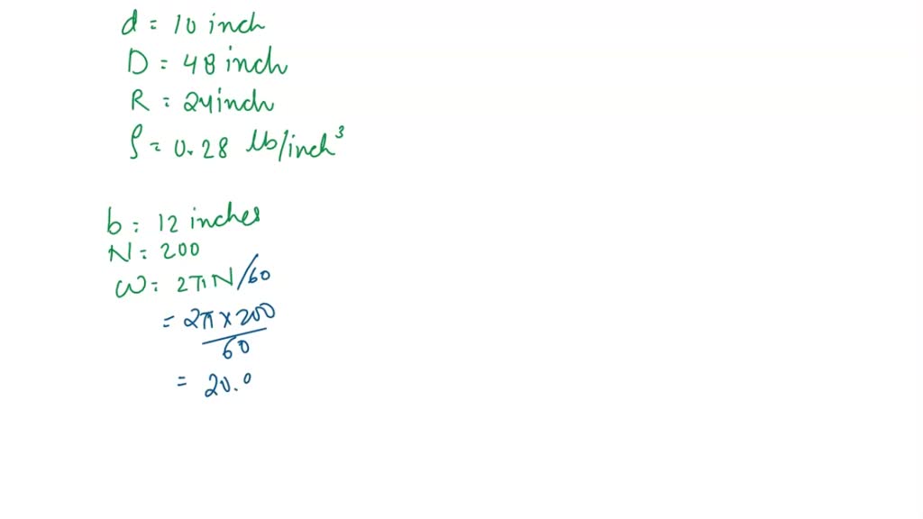 SOLVED 96. A 48inch diameter spoke steel flywheel (p = 0.28 lb/in³