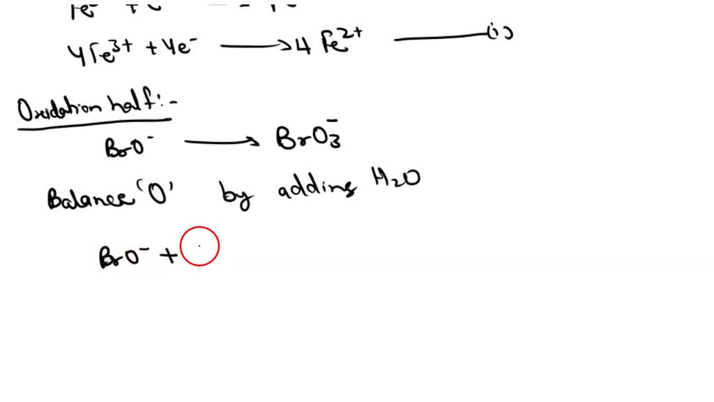 SOLVED: For particular redox reaction, BrO is oxidized to BrO; and Fe3 ...