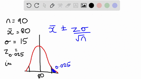 simple-random-sample-of-90-items-resulted-in-sample-mean-of-80_-the-population-standard-deviation-is-a-compute-the-95-confidence-interval-for-the-population-mean_-round-vour-answers-to-two-d-49615