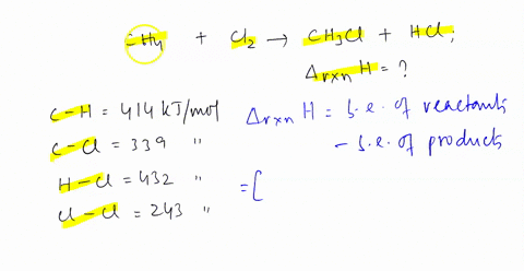 14-using-bond-energy-data-what-is-the-enthalpy-change-for-the-reaction-ofone-mole-of-ch-with-chlorine-gas-to-give-chcl-and-hydrogen-chloride-bond-bond-energy-klmol-c-h-414-c-cl-339-h-cl-432-38967