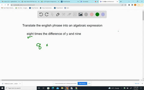 translate-the-english-phrase-into-an-algebraic-expression-eight-times-the-difference-of-y-and-nine-09394
