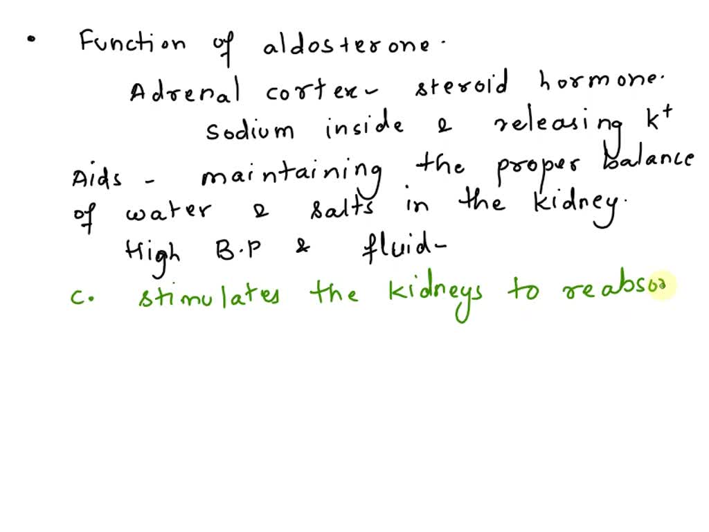 SOLVED Aldosterone signals the kidneys to conserve potassium sodium