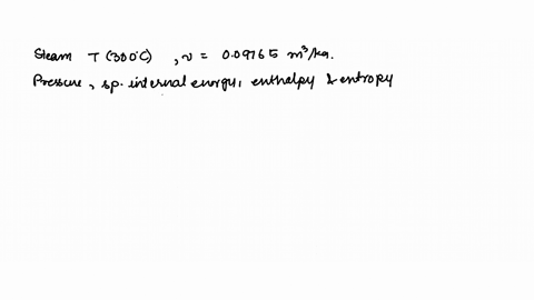 steam-at-a-temperature-of-300-degrees-celsius-has-a-specific-volume-of-009765m-3-kg-determine-the-pressure-specific-internal-energy-enthalpy-and-entropy-solve-and-show-your-full-solution-91956