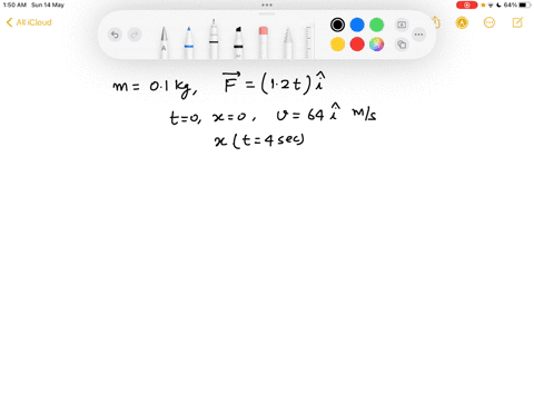 a-01-kg-block-moves-along-the-x-axis-the-resultant-of-all-forces-acting-on-the-block-f12t-i-n-where-t-is-in-seconds-when-t0-x0-and-v64-i-ms-determine-the-distance-traveled-by-by-the-block-du-22776