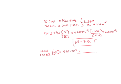 calculate-the-ph-of-the-buffer-that-results-from-mixing-900-ml-of-0350-m-hno2-and-750-ml-of-0500-m-nano2-ka-460-x-10-4-a-using-the-above-initial-buffer-calculate-the-new-ph-of-the-buffer-whe-04936