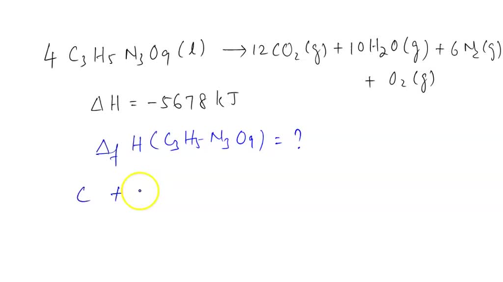 SOLVED The explosive nitroglycerin (C3H5N3O9) rapidly upon