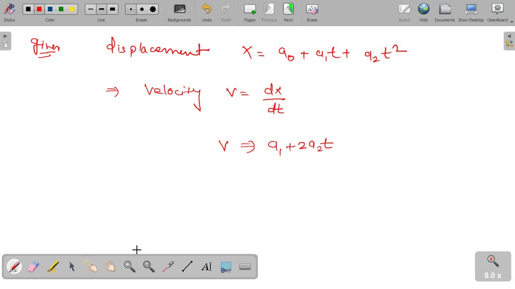 SOLVED: The displacement x of a particle along a straight line at time ...