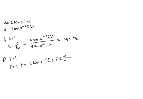proton-moving-at-vo-230-x-106-ms-enters-the-region-between-two-parallel-plates-with-charge-densities-of-magnitude-80-x-10-9-cm2-see-the-figure-below-hint-calculate-the-magnitude-of-the-elect-22202