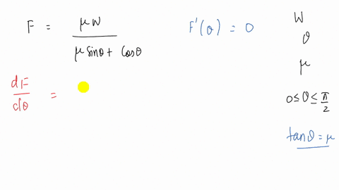 an-object-with-weight-w-is-dragged-along-a-horizontal-plane-by-a-force-acting-along-rope-attached-to-the-object-if-the-rope-makes-an-angle-0-with-the-plane-then-the-magnitude-of-the-force-is-48847