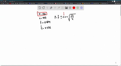 find-the-necessary-confidence-interval-for-the-binomial-proportion-p-round-your-answers-to-three-decimal-places-a-90-confidence-interval-for-p-based-on-a-random-sample-of-n-500-observations-50144