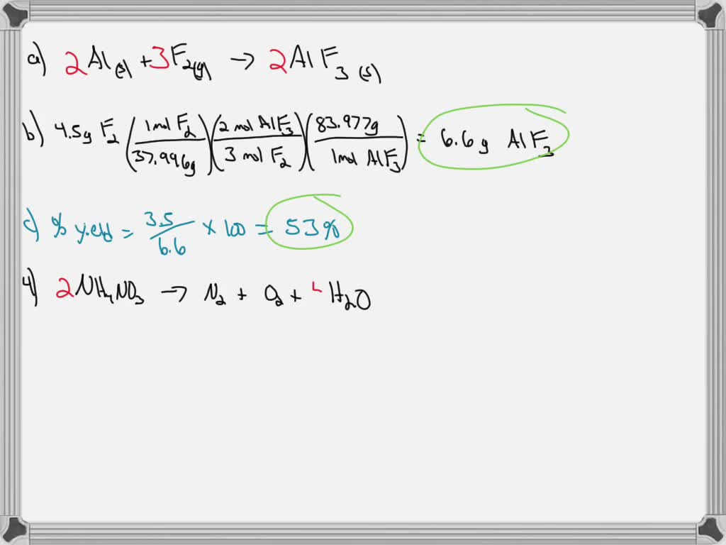 Aluminum fluoride is produced by reacting aluminum with fluorine gas