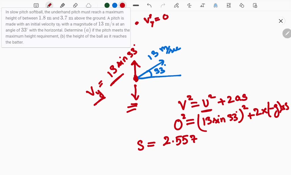 SOLVED In slow pitch softball, the underhand pitch must reach a