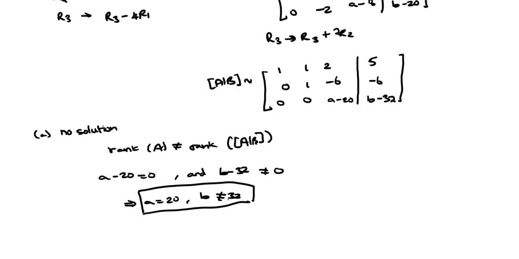 SOLVED: Use an augmented matrix and row operations to find the values ...