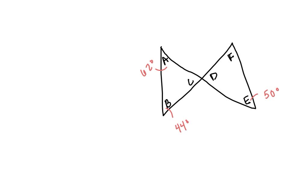 SOLVED: In The Figure, Angle B Measures 44Â°, Angle A Measures 62Â ...