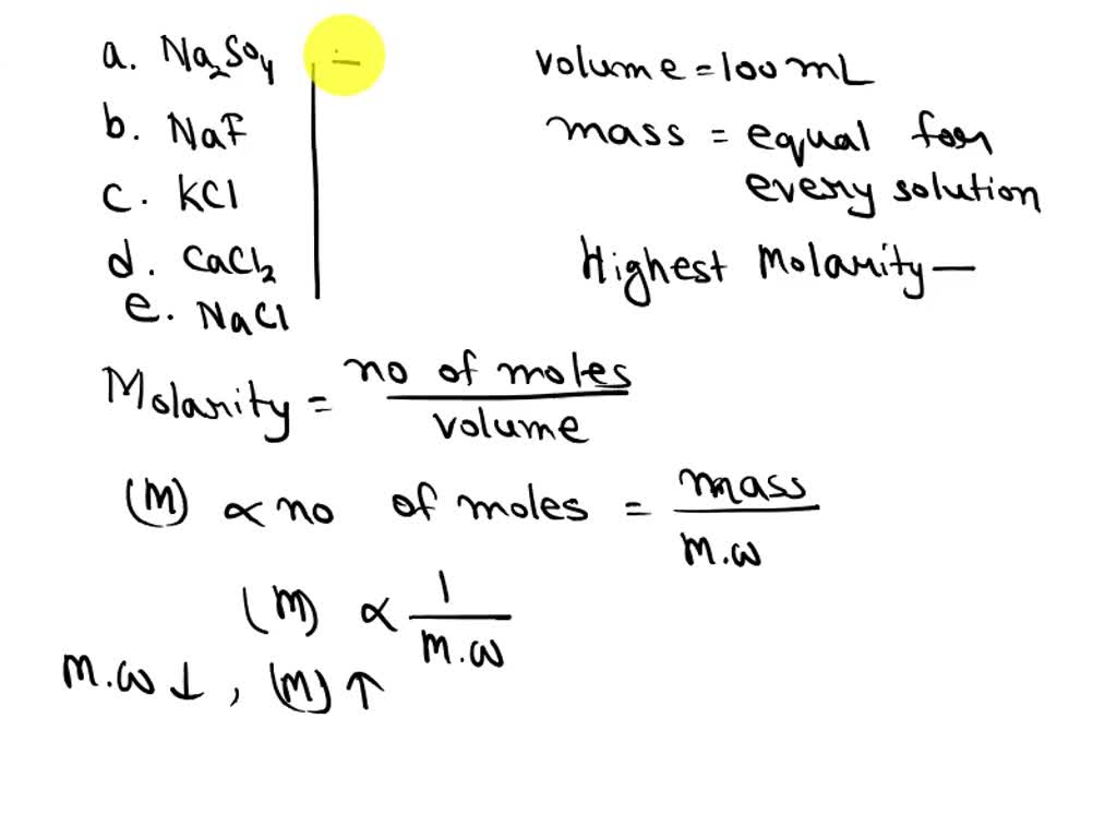 SOLVED: 10.) Consider five solutions that all have the same mass of ...