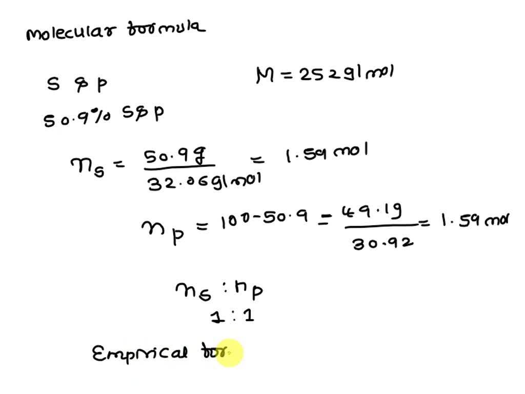 SOLVED A compound containing only sulfur and phosphorus is 50.9 by