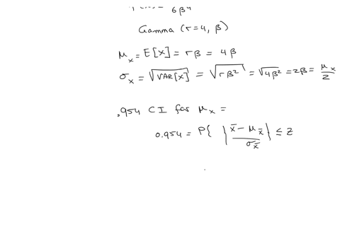 let-barx-be-the-sample-mean-of-a-random-sample-of-size-25-from-a-gamma-distribution-with-density-fxfrac16-betaalpha-x3-e-x-beta-x0-use-the-central-limit-theorem-to-find-an-approximate-954-confidence-i