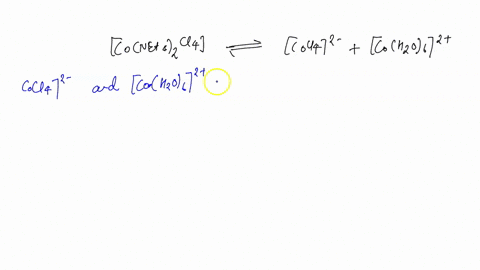 suppose-you-begin-with-a-bistetraethylammonium-tetrachlorocobaltate-solution-in-95-ethanol-that-is-014-m-suppose-that-at-equilibrium-the-concentrations-of-cocl42-and-coh2o62-are-equal-the-eq-21438