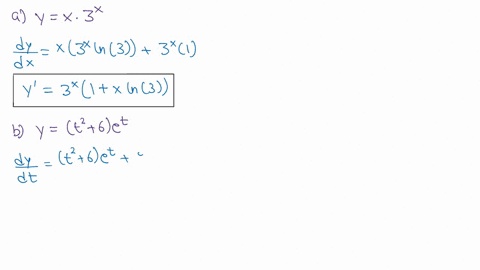find-the-derivative-of-the-functions-given-below-a-yx3x-b-yt26et-c-yx2x7x-d-y7x3ex-54496