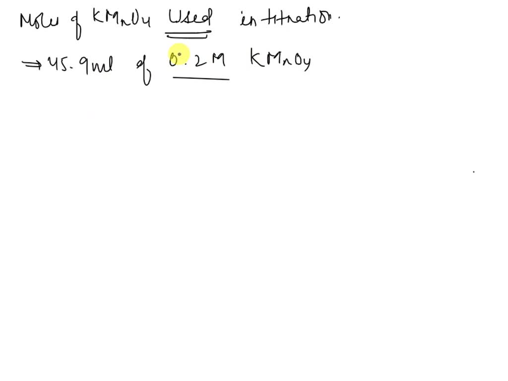 SOLVED A redox titration using a molar solution of potassium