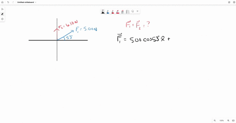 i-need-help-with-physics-a-force-f1-of-magnitude-610-units-acts-on-an-object-at-the-origin-in-a-direction-530-above-the-positive-x-axis-see-the-figure-below-a-second-force-f2-of-magnitude-50-06315
