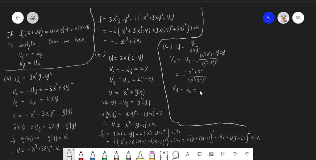 Solved 2 In The Following We Are Given The Real Part Of An Analytic Function Of Z Find The Imaginary Part And The Function Of Z A Kz E 1 8t 6