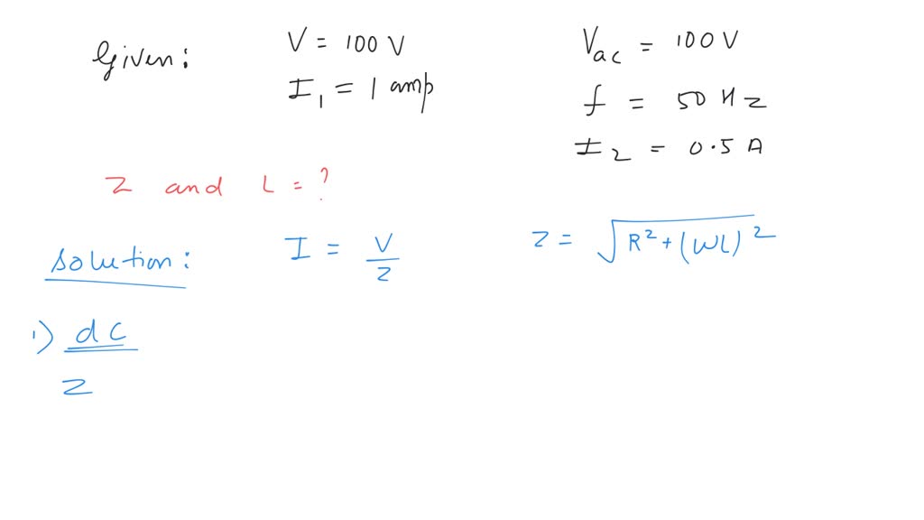 SOLVED: When 100 volts dc is supplied across a solenoid, a current of 1 ...