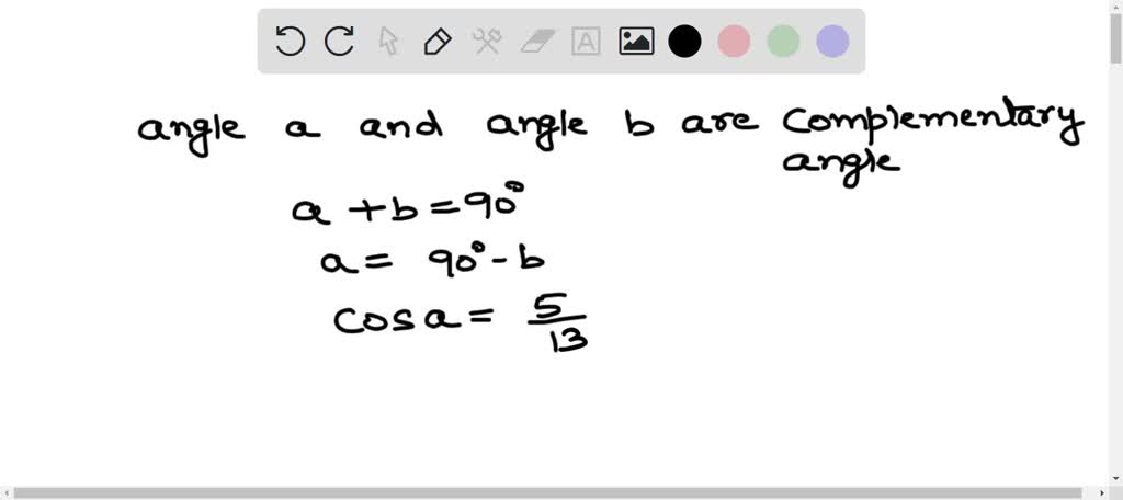 SOLVED: In Right Triangle Abc, Angle A And Angle B Are Complementary ...