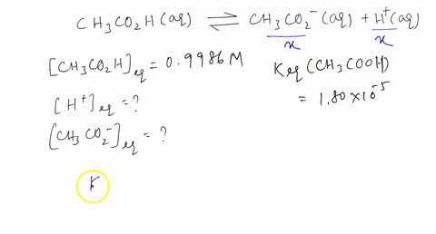 acetic-acid-dissociates-in-water-if-keq-180-x-10-5and-the-equilibrium-concentrations-of-acetic-acid-is-009986m-what-is-the-concentration-of-haq-and-c2h3o2-aq-43981