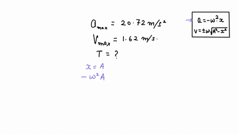 an-object-undergoing-simple-harmonic-motion-has-a-maximum-acceleration-of-2072-ms2-and-a-maximum-speed-of-162-ms-find-the-period-t-74395