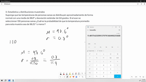 3-estadistica-y-distribuciones-muestrales-suponga-que-las-temperaturas-de-personas-sanas-se-distribuyen-aproximadamente-de-forma-normal-con-una-media-de-986-y-desviacion-estandar-de-08-grados-si-al-3