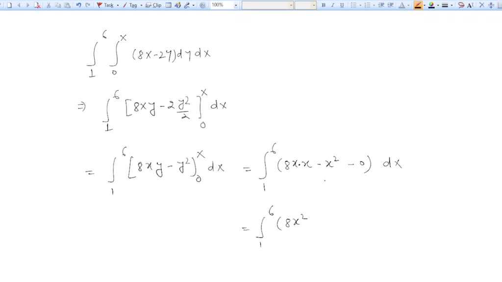 SOLVED: 'Evaluate the iterated integral: X (8x 2y) dy dx'