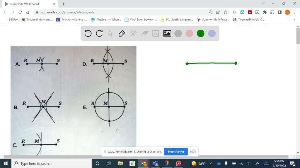 SOLVED 'Dylan wants to construct the midpoint M of RS which diagram