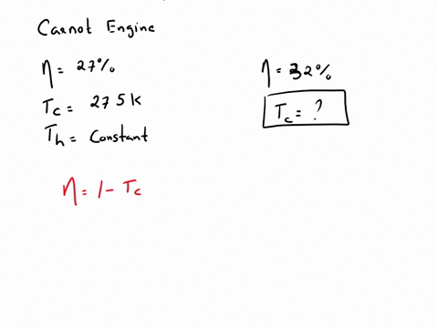 a-carnot-engine-operates-with-an-efficiency-of-270-when-the-temperature-of-its-cold-reservoir-is-275-k-assuming-that-the-temperature-of-the-hot-reservoir-remains-the-same-what-must-be-the-te-45529