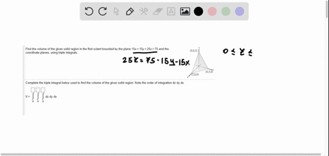 find-the-volume-of-the-given-solid-region-in-the-first-octant-bounded-by-the-plane-15x-15y-252-75-and-the-coordinate-planes-using-triple-integrals-050-7500-complete-the-triple-integral-below-12931