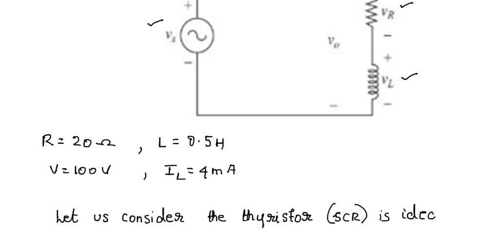 An SCR is connected in series with a 0.5 H inductor and a 20 ohm