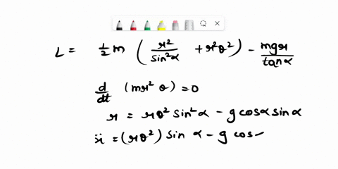 2-a-particle-slides-on-the-inside-surface-of-a-frictionless-conc-the-cone-is-fixed-with-its-tip-on-the-ground-and-its-axis-vertical-the-half-angle-at-the-tip-is-a-let-rt-be-the-distance-from-42107