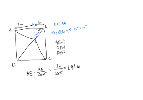 29-a-quilt-square-is-to-be-pieced-together-of-four-tri-angles-as-illustrated-determine-the-lengths-ae-be-and-de-to-the-nearest-hundredth-of-an-inch