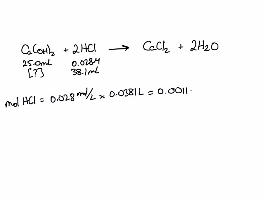 SOLVED: 'A 25.0 mL sample of a saturated Ca(OH)2 solution is titrated ...