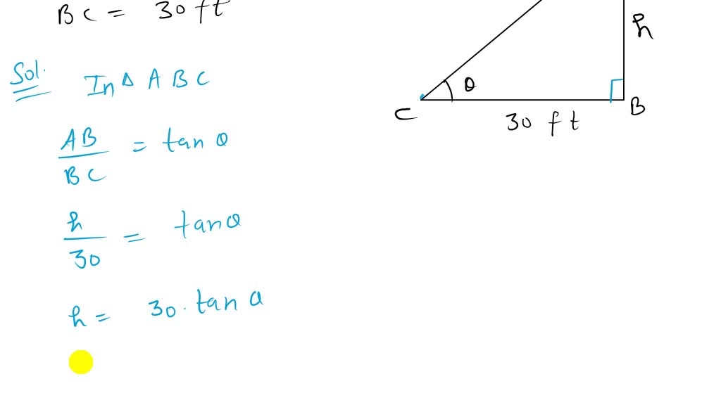 SOLVED: Question 1 5 pts A surveyor; standing 30 ft from the base of ...