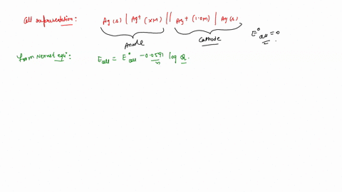 a-concentration-cell-was-made-using-a-silver-metal-electrode-in-a-saturated-solution-of-agbr-for-the-anode-half-cell-and-a-silver-metal-electrode-in-100-m-ag-for-the-cathode-half-cell-e-for-94384
