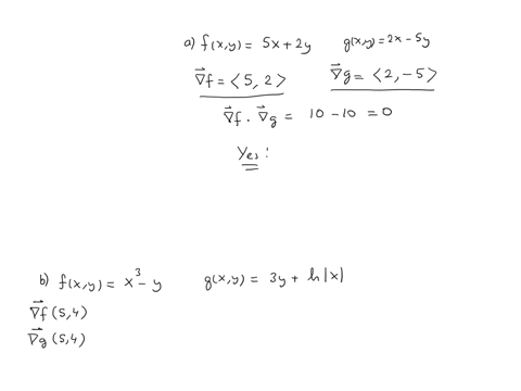 for-each-of-the-following-pairs-of-functions-f-and-g-determine-if-the-level-curves-of-the-functions-cross-at-right-angles-and-find-their-gradients-at-the-indicated-point-xfzy5z2ygzy2z-5y-do-45667