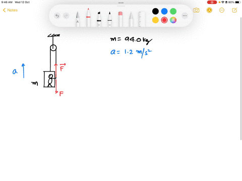 a-man-is-standing-on-a-platform-that-is-connected-to-a-pulley-arrangement-as-the-drawing-shows-by-pulling-upward-on-the-rope-with-a-force-pvector-the-man-can-raise-the-platform-and-himself-t-68323