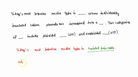 todays-most-popular-media-type-is-_____-where-individually-insulated-copper-strands-are-intertwined-into-a-_____-two-categories-of-_____-include-shielded-_____-stp-and-unshielded-_____-utp-02389