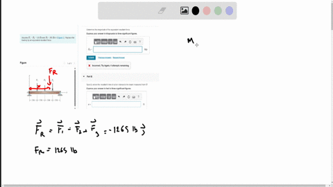 assume-f_1f_3530-mathrmlb-and-f_2265-mathrmlb-in-figure-1-replace-the-loading-by-an-equivalent-resultant-force-figure-1-of-1-determine-the-magnitude-of-the-equivalent-resultant-force-express-your-answ