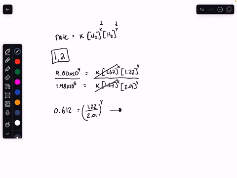 some-measurements-of-the-initial-rate-of-a-certain-reaction-are-given-in-the-table-below-begintabularccc-hline-leftmathrmn_2right-leftmathrmh_2right-initial-rate-of-reaction-hline-167-mathrmm-122-math