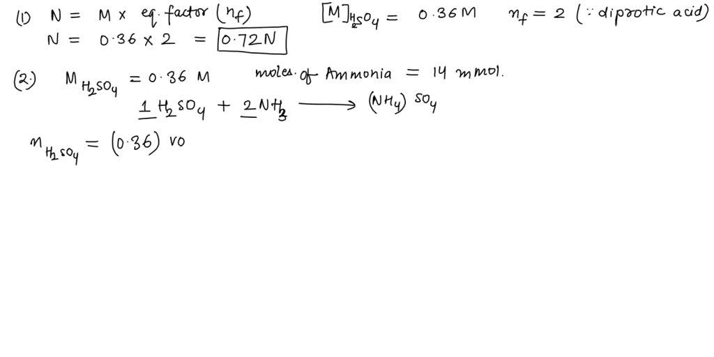 SOLVED A solution of sulfuric acid with molarity 0.38 M is used to