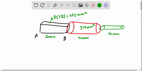 a-bar-abcd-consists-of-three-sections-ab-is-25-mm-square-and-50-mm-long-bc-is-of-20-mm-diameter-and-40-mm-long-and-cd-is-of-12-mm-diameter-and-50-mm-long-determine-the-stress-set-up-in-each-94745