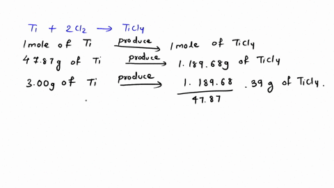 if300-g-of-titanium-metal-is-reacted-with-600-gof-chlorine-gas-clz-to-form-77-g-of-titanium-iv-chloride-in-3-combination-reaction-what-is-the-percent-vield-of-the-product-ti-2clz-ticla-molar-48072